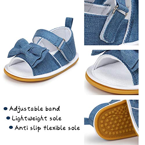 CoKate Baby Boys Girls Sandals Rubber Sole Outdoor First Walker Toddler Girls Boys Summer Shoes(6.5Toddler, Cowboy) - Image 5