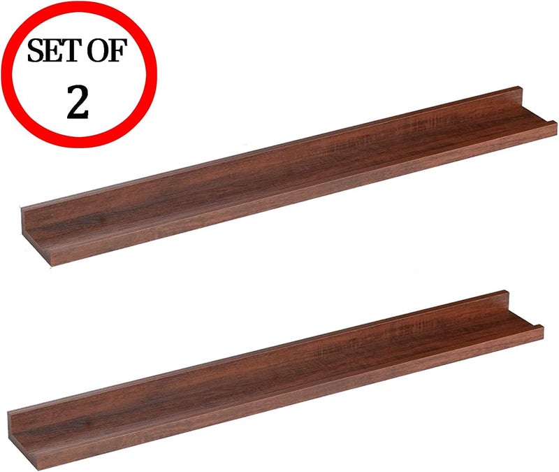 carpentray Floating Shelves Set of 2 Wall Shelves Length 48 CM Used for Wall Decoration Living Room Bedroom Kitchen Hanging Shelf Vintage Brown Brown - Image 3