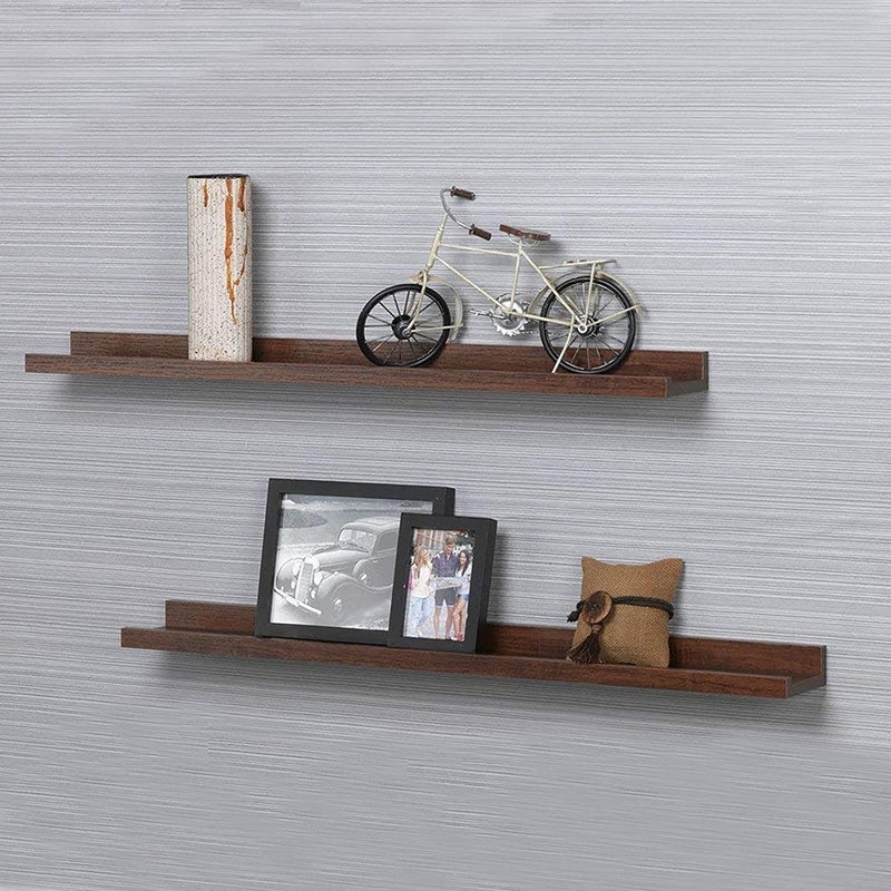 carpentray Floating Shelves Set of 2 Wall Shelves Length 48 CM Used for Wall Decoration Living Room Bedroom Kitchen Hanging Shelf Vintage Brown Brown - Image 1