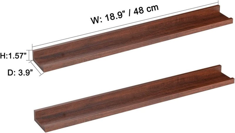 carpentray Floating Shelves Set of 2 Wall Shelves Length 48 CM Used for Wall Decoration Living Room Bedroom Kitchen Hanging Shelf Vintage Brown Brown - Image 2