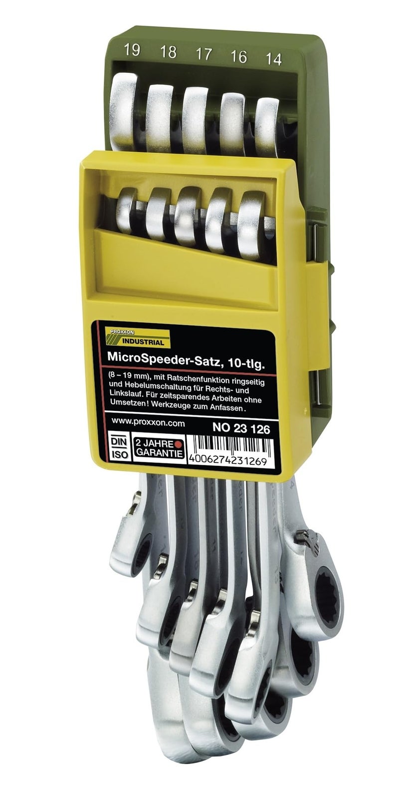 Proxxon 23126 Ratchet Spanner Set (Ratchet and Ratchet) 8-19 mm Extra Long Design - Time-Saving Working - Image 1