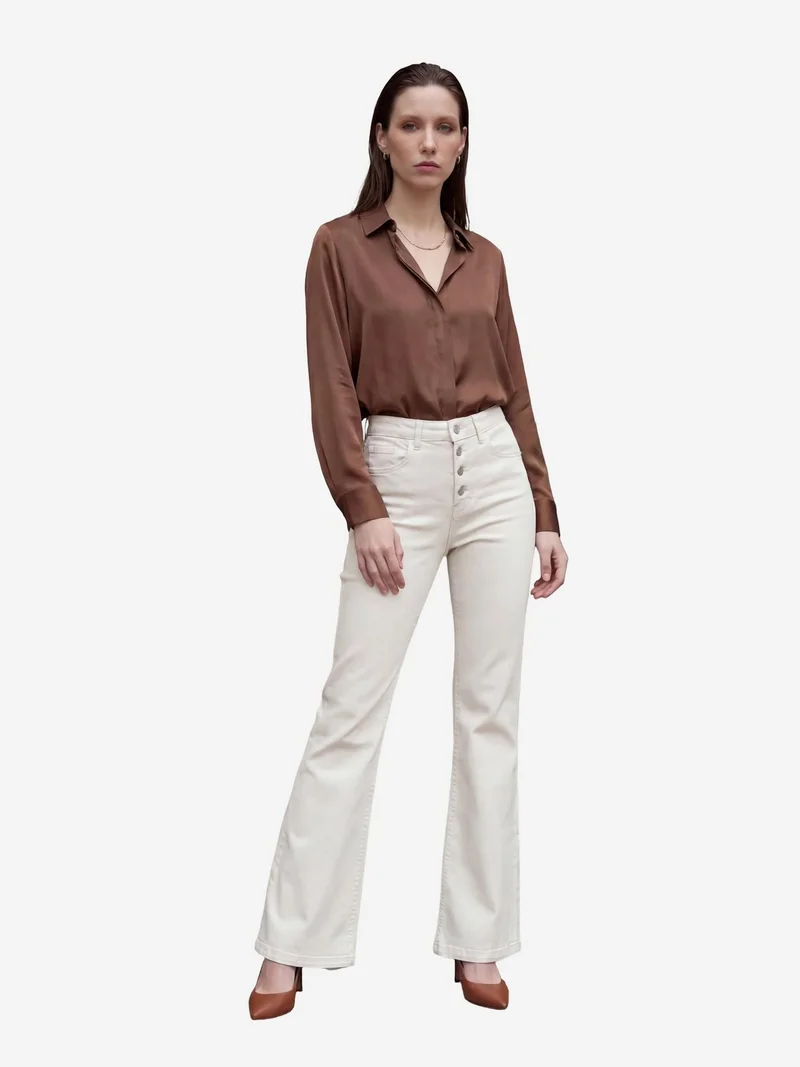 MY FASHION High Waist Flare Leg Denim Pants