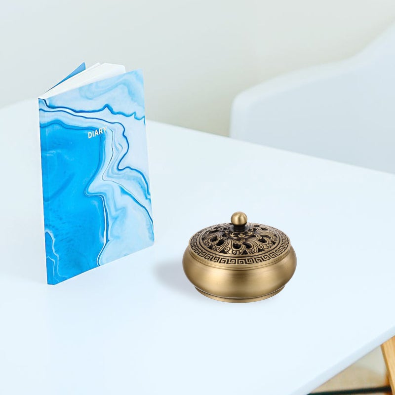 Vintage Style Incense Burner Damaskeen Pattern Copper Incense Holder Household Ornament - Image 4