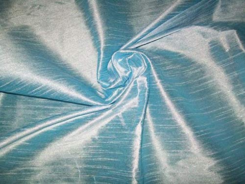 Bini Fabrics Banglori Raw Silk 45 Width Banglori Raw Silk Fabric Light Blue Can Be Used for Dresses Crafting Ect 5 Meter - Image 1
