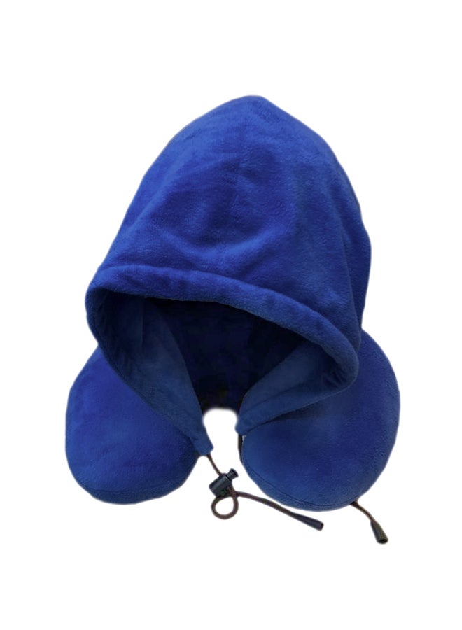U-Shaped Travel Pillow With Hood Foam Dark Blue 25x25x10centimeter