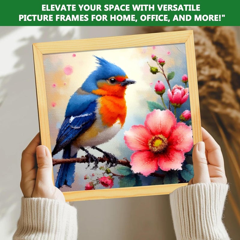 Rousrie Floral Birds Theme Wall Art, Beautiful Artwork Frame Prints, Textured Posters for Living Room, Bedroom, Home Decor (Wooden- Design 2) - Image 3