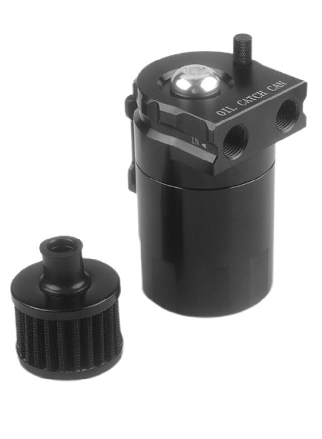 Aluminum Oil CatcAutomobile modification parts oil breather pot, with air filter breather flat head, waste oil recovery pot, baffle oil and gas separation tank oil storage tank, universal oil and ga - Image 1