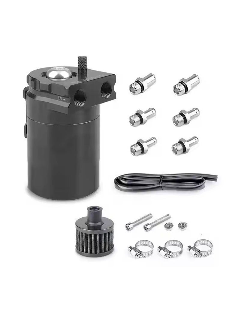 Aluminum Oil CatcAutomobile modification parts oil breather pot, with air filter breather flat head, waste oil recovery pot, baffle oil and gas separation tank oil storage tank, universal oil and ga - Image 4