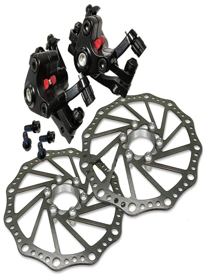 CYBIC Mechanical Disc Brake System with Rotor Plates, Black, 160mm Disc Plates, 140/160mm Calipers, 2 Sets - Image 2