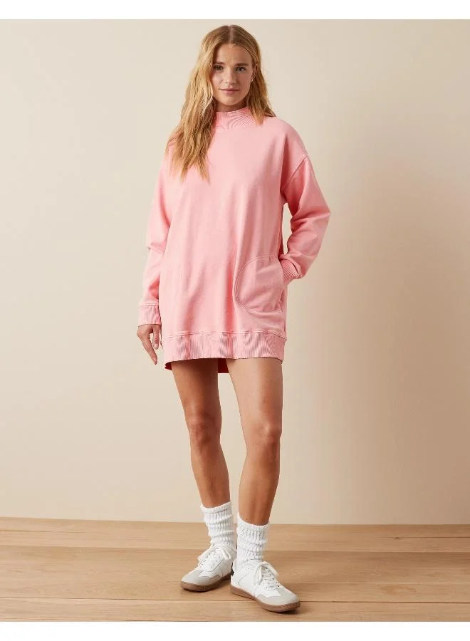 American Eagle Mock Neck Fleece Mini Dress
