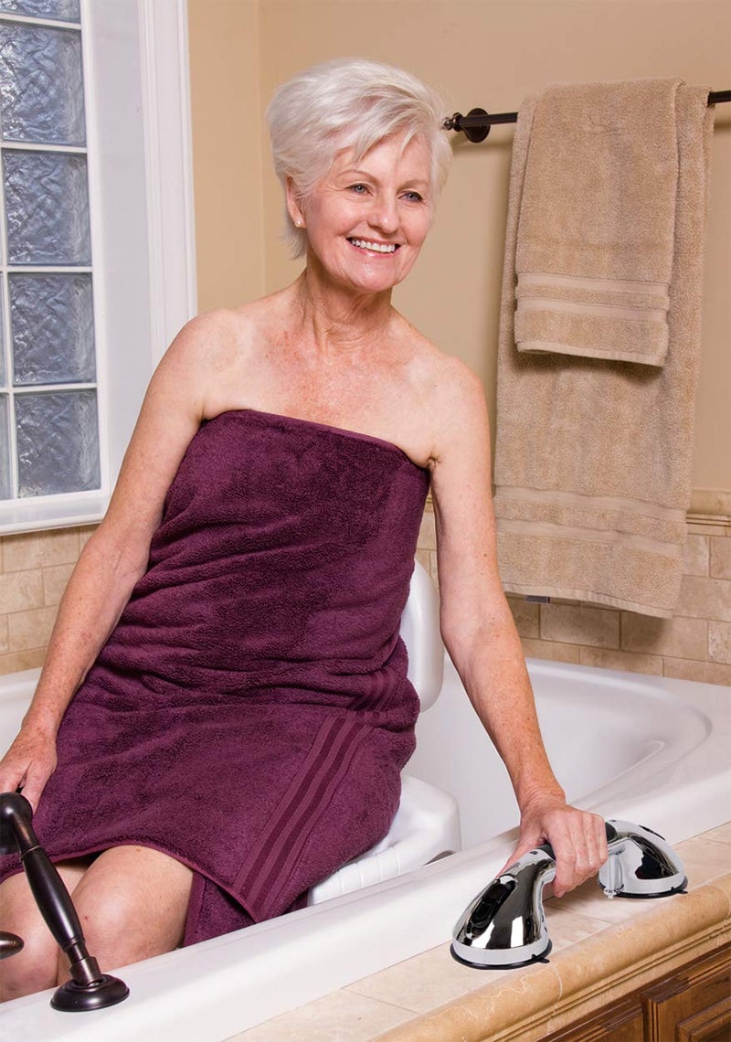 CAREX Ultra Grip Shower Grab Bar - Shower Handle and Bathroom Bar - 12 Inch Safety Bar With Dual Locking Suction Cups For Bathtubs and Showers, Chrome - Image 5