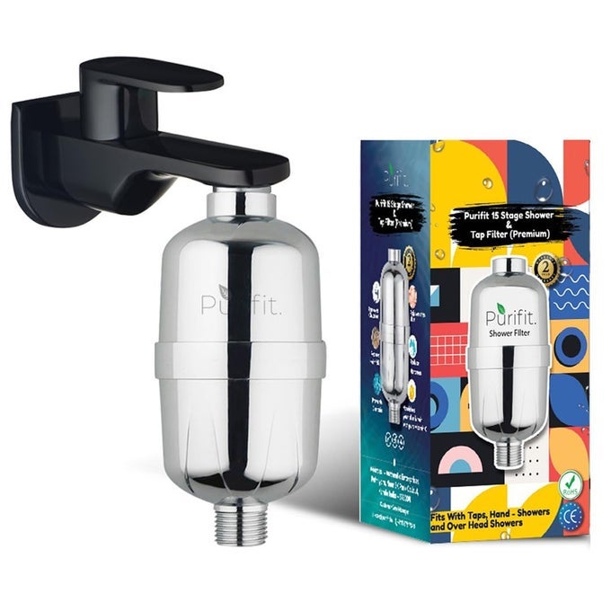 SHOWER AND TAP FILTER FOR HARD WATER WATER SOFTENER FOR BATHROOM HARD WATER FILTER REDUCE HAIR FALL SILVER FINISH