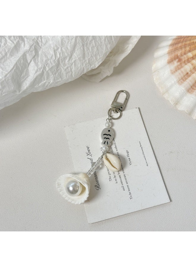 NIBEMINENT Beaded Phone Lanyard, Anti Lost Removable Wrist Strap, Shell Bracelet Pendant, Phone Keychain Lanyard