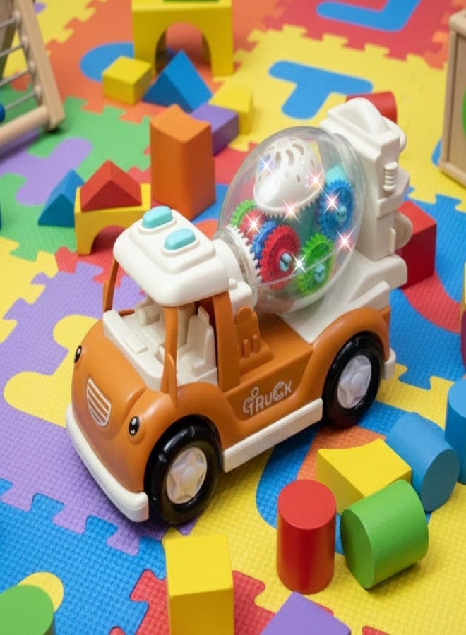 NHR Builder Car Lights & Music Toy, Transparent Mixer Truck with Rotating Gears - Fun Educational Construction Vehicle for Toddlers & Kids 2+ Years - Image 5