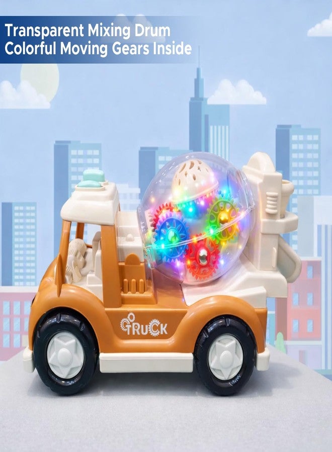 NHR Builder Car Lights & Music Toy, Transparent Mixer Truck with Rotating Gears - Fun Educational Construction Vehicle for Toddlers & Kids 2+ Years - Image 3