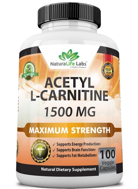 NaturaLife Labs Acetyl Lcarnitine 1500 Mg High Potency Supports Natural  Energy Production Supports Memory/Focus 100 Veggie Capsules | Best Price  Bahrain