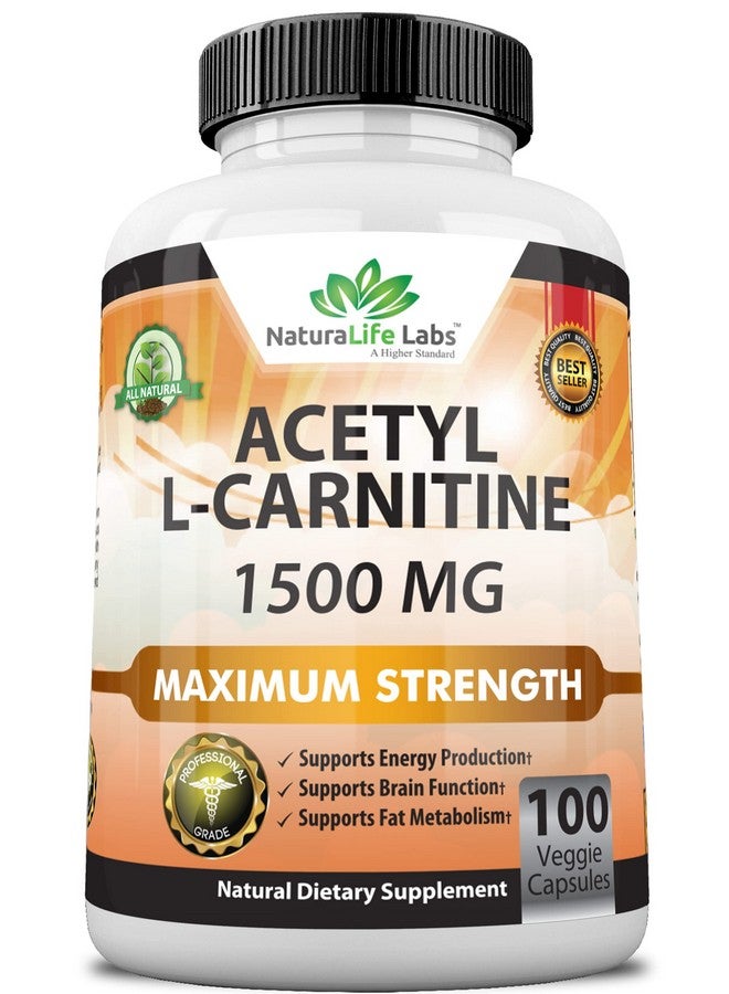 NaturaLife Labs Acetyl Lcarnitine 1500 Mg High Potency Supports Natural Energy Production Supports Memory/Focus 100 Veggie Capsules - Image 1