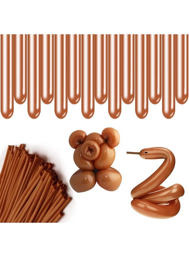 Rimobul 100PCS 260Q Balloons Twisting Animal Long Balloons Thickening Latex Twisting Modeling Long Magic Balloons for Animal Shape,Birthdays,Clowns (Brown) - Image 1