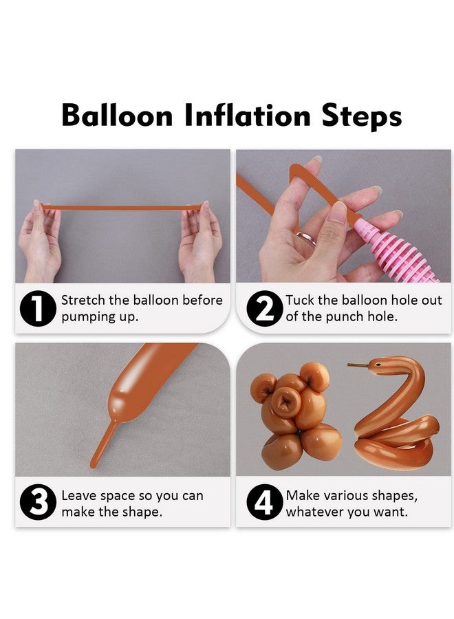 Rimobul 100PCS 260Q Balloons Twisting Animal Long Balloons Thickening Latex Twisting Modeling Long Magic Balloons for Animal Shape,Birthdays,Clowns (Brown) - Image 3
