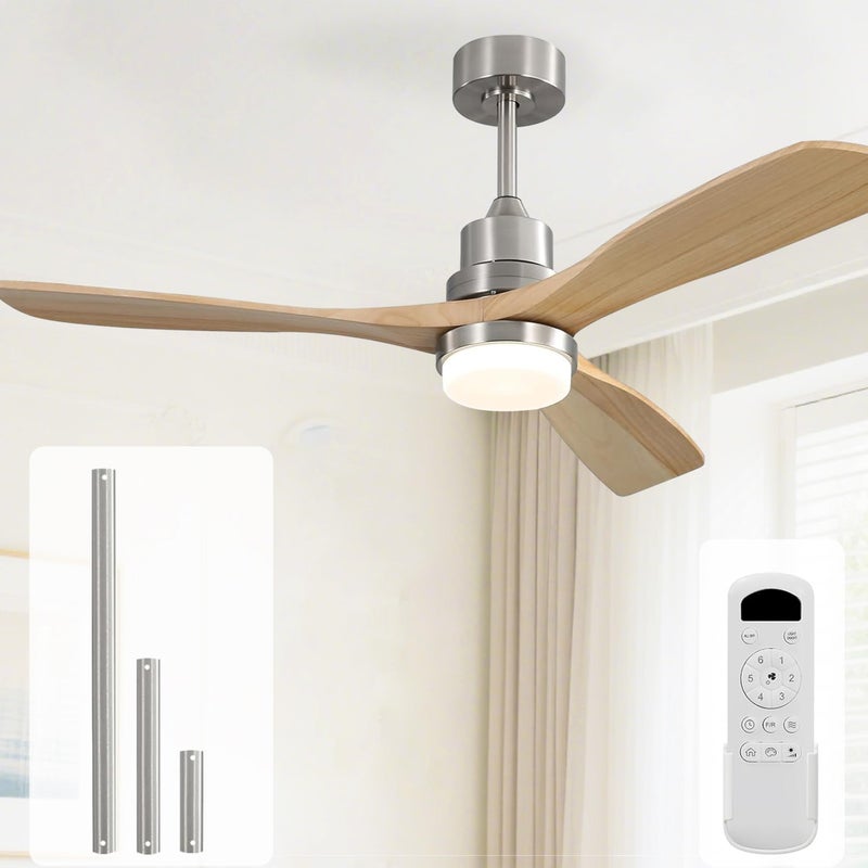 Sofucor Sofucor Low Profile Ceiling Fan With Lights Remote Control 52 Inch Flush Mount Ceiling Fan Modern Wood Blade Fan For Bedroom Living Room Indoor Outdoor Farmhouse Patio Noiseless DC Motor 
