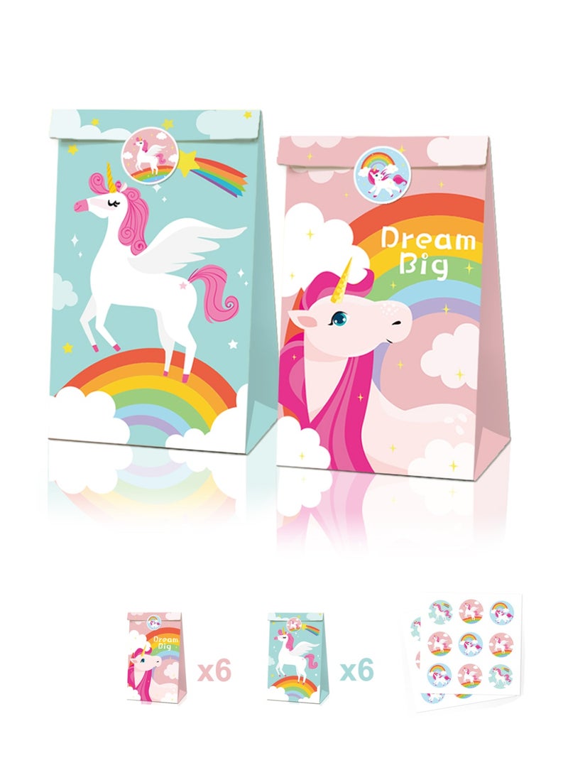 Unicorn Gift Bags for Kids Birthday Party Favors-12 Pcs - Image 1