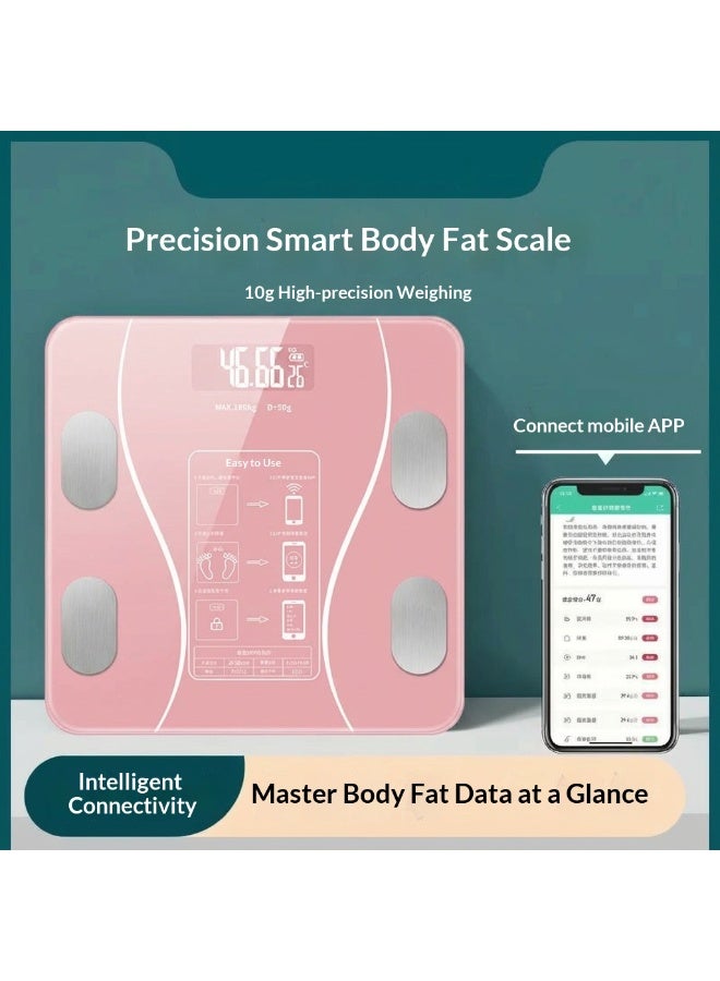 ميزان ذكي لقياس الوزن ونسبة الدهون بتقنية البلوتوث | 13 مؤشر لتكوين الجسم | 4 مستشعرات عالية الدقة | تحليل BMI | مزامنة مع التطبيق | يتحمل حتى 180 كجم | سطح زجاج مقوى - Image 1