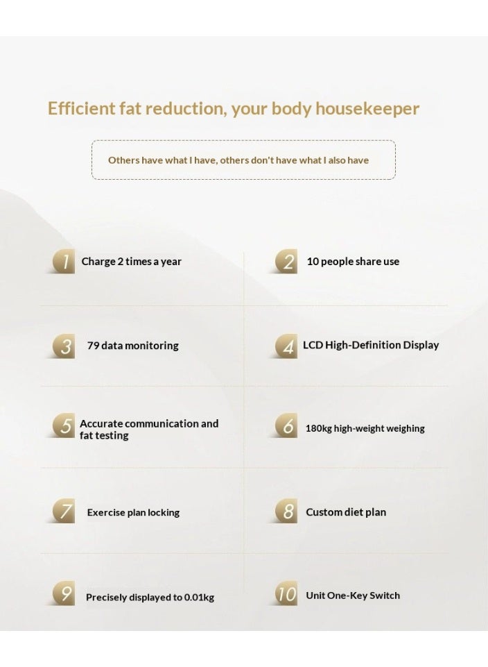 ميزان ذكي لقياس الوزن ونسبة الدهون بتقنية البلوتوث | 13 مؤشر لتكوين الجسم | 4 مستشعرات عالية الدقة | تحليل BMI | مزامنة مع التطبيق | يتحمل حتى 180 كجم | سطح زجاج مقوى - Image 2