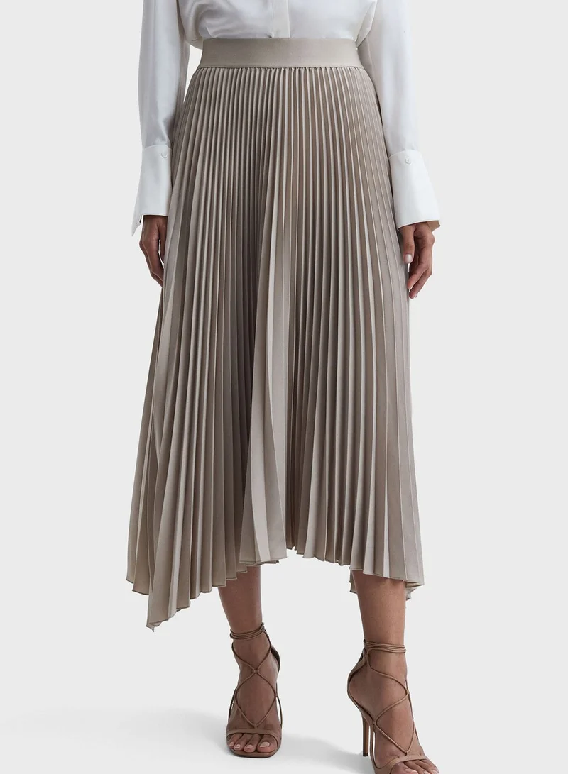 REISS High Waist Pleated Skirt