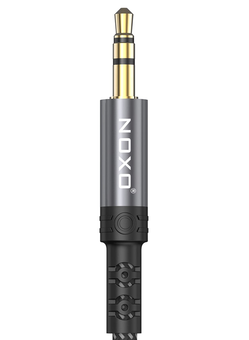 NOXO AUX-N-2 3.5mm to Lightning Cable – Audio & Charging Cable for iPhone (Braided, iOS Compatible, Gold-Plated) - Grey - Image 3