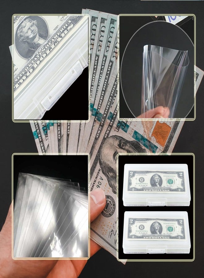 MUQING 200 Packs Currency Sleeves with Plastic Storage Case, PP Material Clear Dollar Bill Holder for Collector, Paper Money Currency Sleeves Top Loading, Protector for Banknote, Stamp and Coupons - Image 4