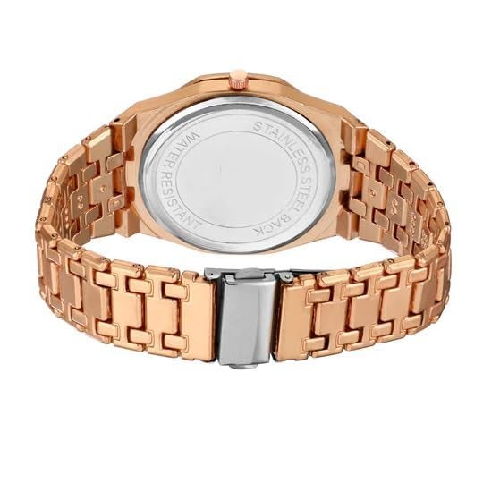 SWADESI STUFF Stainless Steel Metallic Multi Dial Multi Case Multi Belt Analogue Watches For Men (Copper) - Image 2