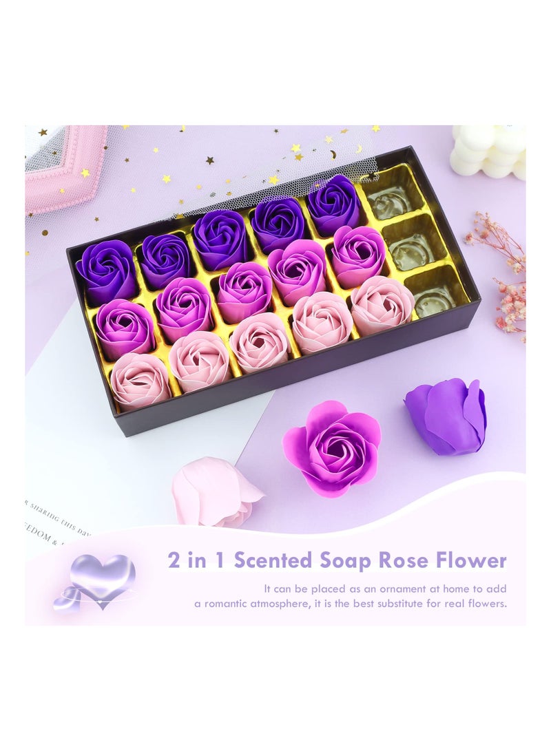 SOLARAE مجموعة صابون بتلات الورد المعطرة الأرجوانية 18 قطعة مع زيوت أساسية - أفكار هدايا مثالية للنساء والفتيات والأمهات لأعياد الميلاد والمناسبات الخاصة. - Image 5