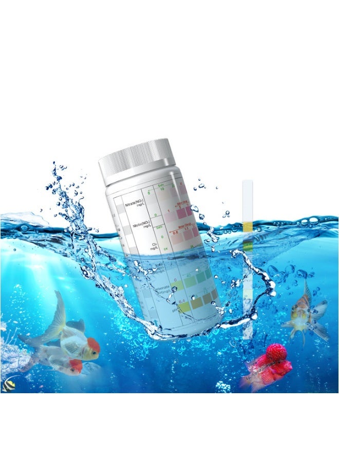 GMORO 5-in-1 Aquarium Test Strips, 100 Pieces, Premium Fiber, Hardness, Nitrate, Nitrite, Cl2, Total Alkalinity, Carbonate, pH, Fresh/Saltwater, Fish Tank/Pond - Image 2