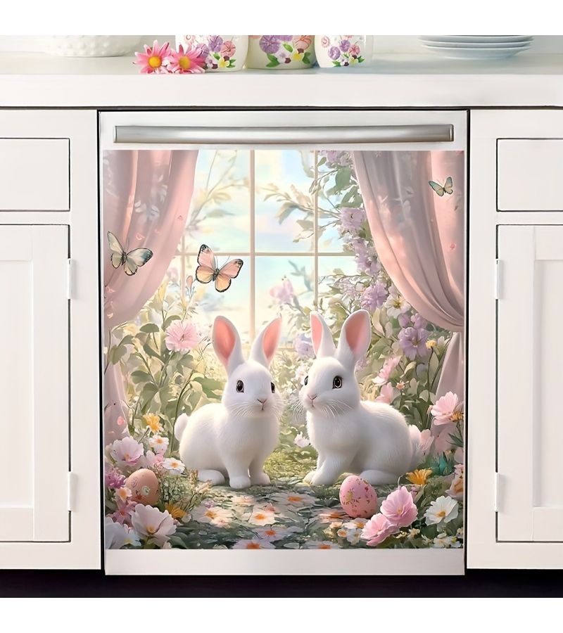 2D Flat 1 Piece Easter Cute Rabbit Theme Magnet Durable Easy to Install And Clean Home Decoration For Dishwasher Refrigerators And Other Metal Surfaces Holiday Appliance Decor - Image 4