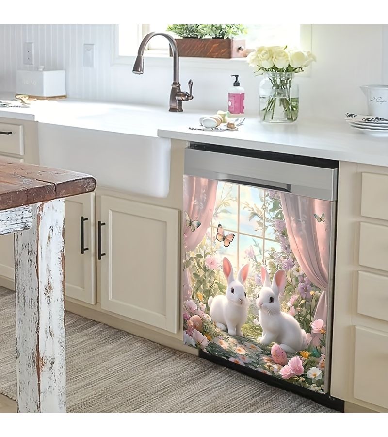 2D Flat 1 Piece Easter Cute Rabbit Theme Magnet Durable Easy to Install And Clean Home Decoration For Dishwasher Refrigerators And Other Metal Surfaces Holiday Appliance Decor - Image 5