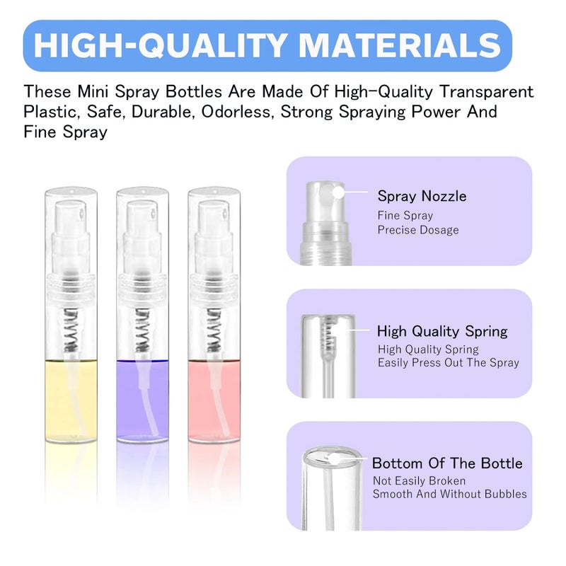 Csdtylh Mini Spray Bottle  Clear Plastic Empty Sample Containers  Fine Mist Perfume Travel Refillable Spray Bottle Perfume Atomizer Small Portable Bottle For Cleaning  Travel  Essential Oils (60  2Ml) - Image 3