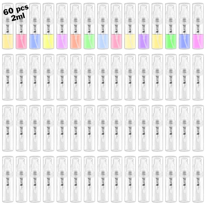 Csdtylh Mini Spray Bottle  Clear Plastic Empty Sample Containers  Fine Mist Perfume Travel Refillable Spray Bottle Perfume Atomizer Small Portable Bottle For Cleaning  Travel  Essential Oils (60  2Ml) - Image 1