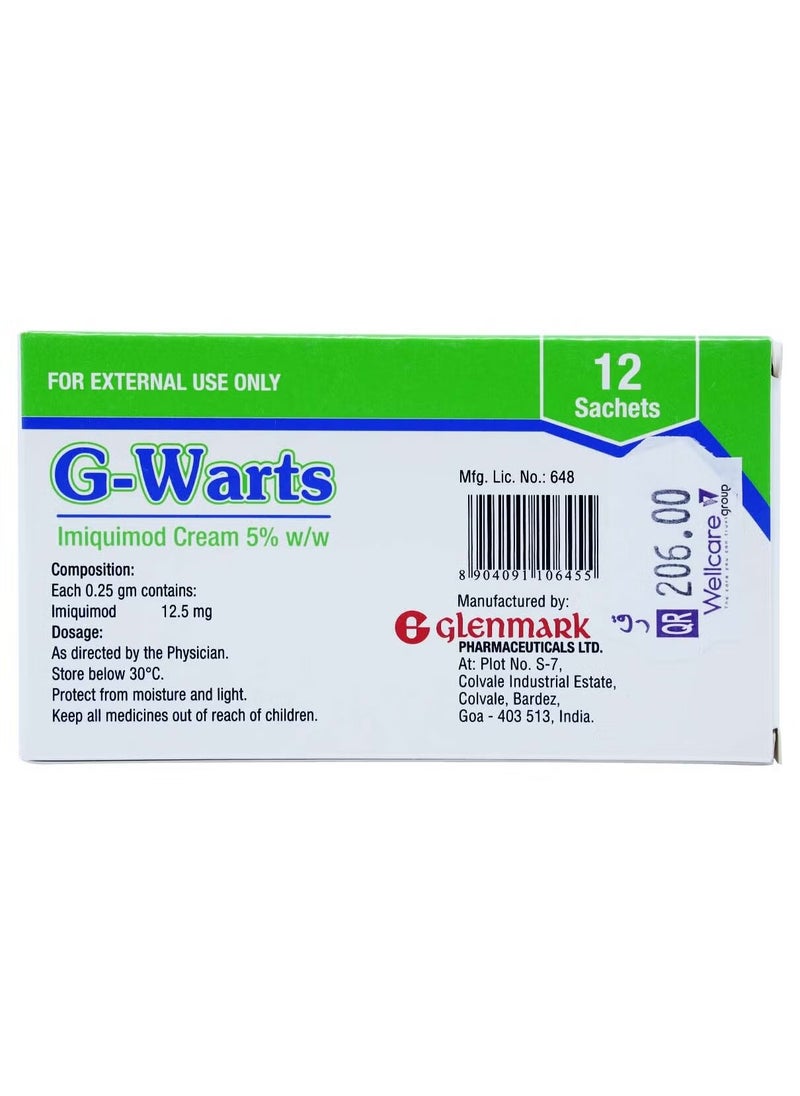 G-Warts Imiquimod Cream 5% w/w, 12 Sachets - pzsku/ZD600CBAA441BA1E53C7CZ/45/_/1730659171/b78dca94-c5ff-4b72-98cd-1f888098799b