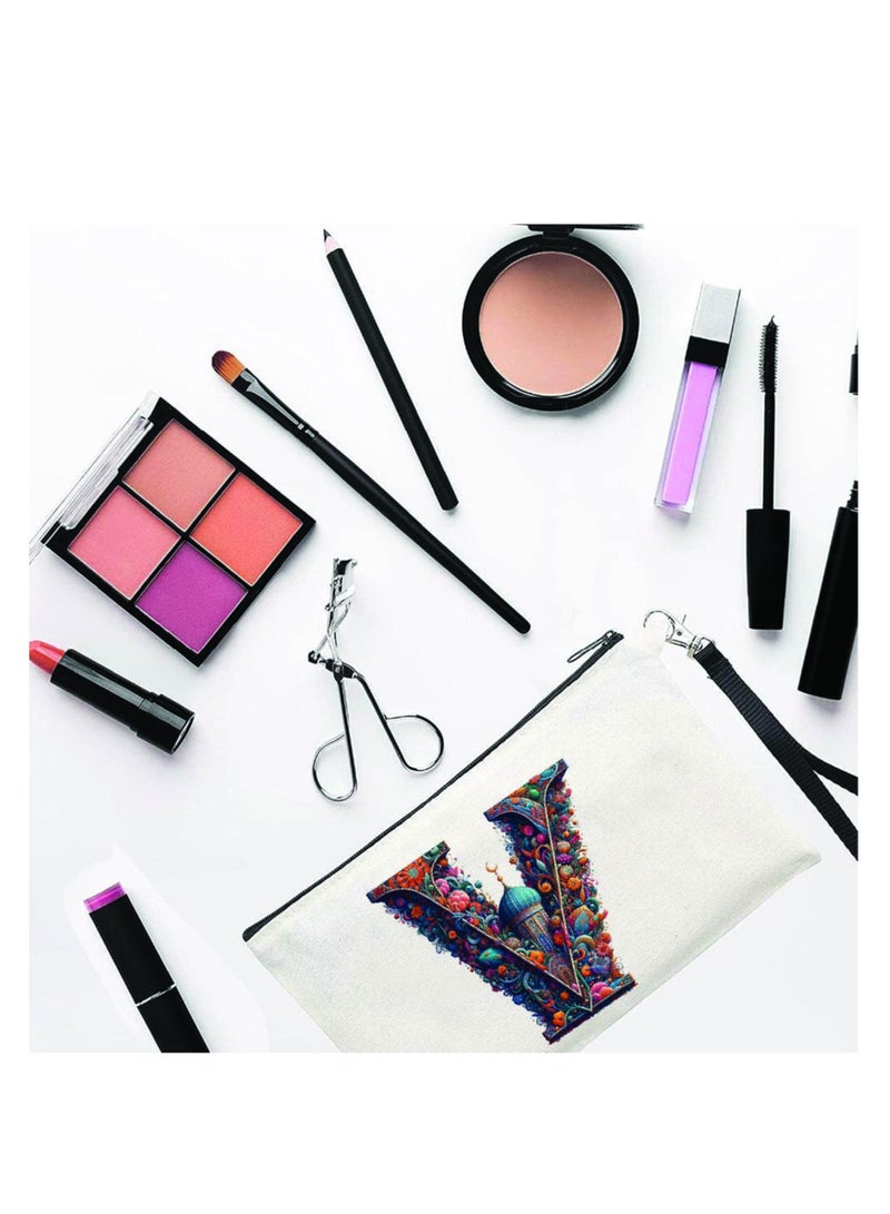 PRINTSHOP4ME Initial Monogram Cosmetic Pouch - Monogrammed Makeup Pouch - Perfect for Travel Organizer - Cosmetic Bag for Women - Gift for Ramadan - Initial Design Makeup Bag - Image 2