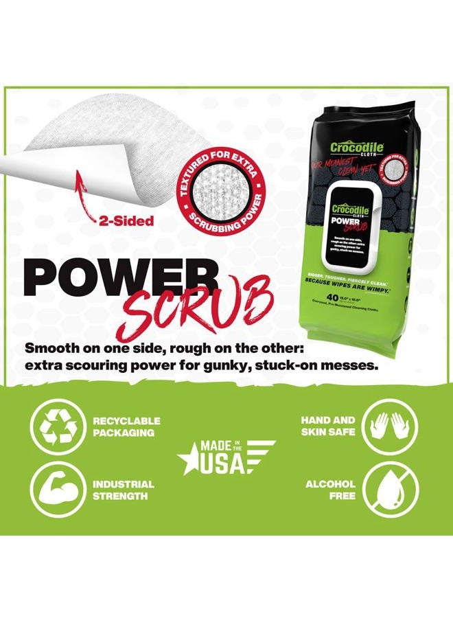 Frcctre Power Scrub - 40 (15" x 10") Heavy Duty Cleaning Wipes. Safe on Skin & Multiple Surfaces. Infused with Aloe & Vitamin E. Textured, Large, Pre-Moistened & Absorbent. - Image 2