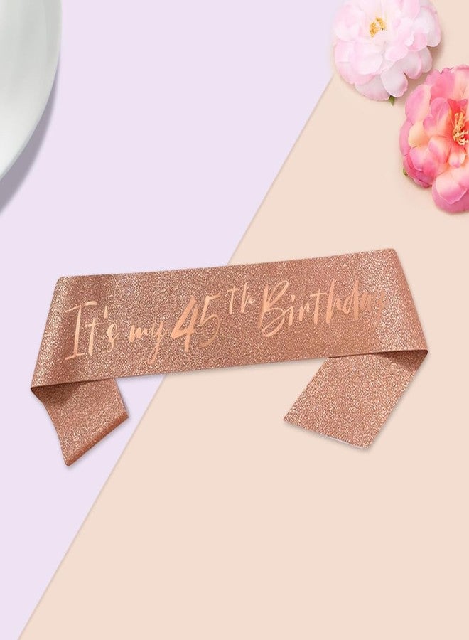 Huture Rose Gold 45th Birthday Crown and Sash Set for Women: Alloy, Fabric, Modern, No Chain Type, Round, Pear Rhinestones, Women's Adult, Women celebrating their 45th birthday - Image 5