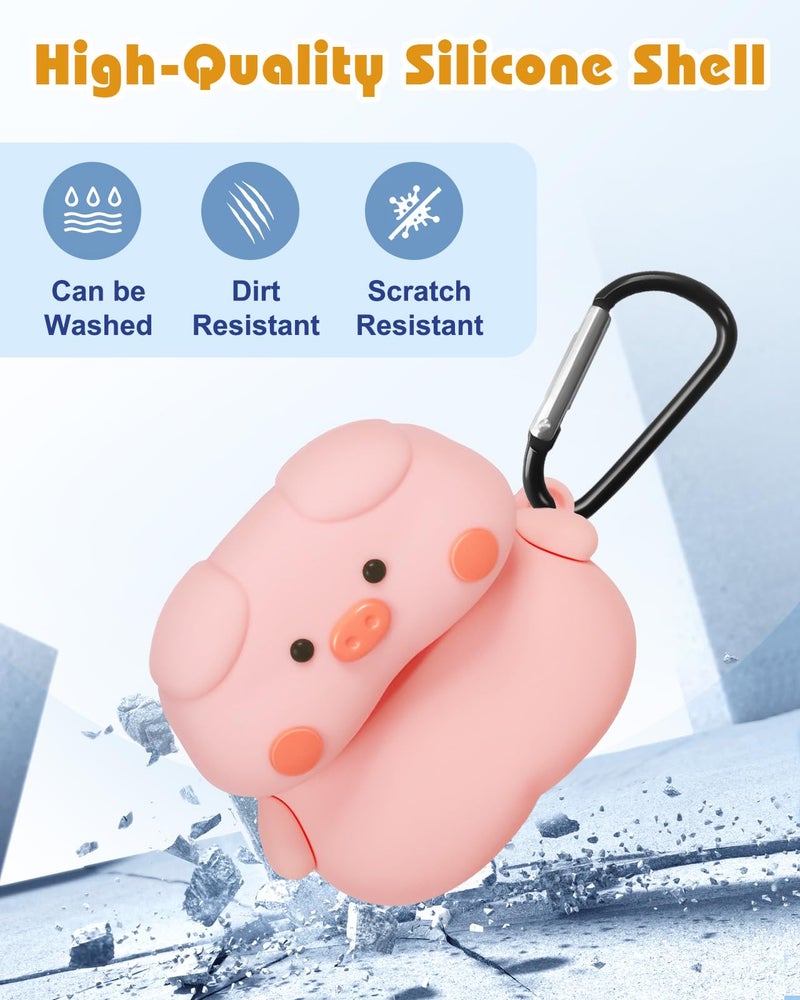 Joyleop for Airpods Pro 3 Case - Cute Funny for Women Girl Kids Girly 3D Kawaii Pig Cartoon Design Silicone Protective Case for Airpods Pro 3rd Gerneration 2025 Cover with Keychian - Image 4