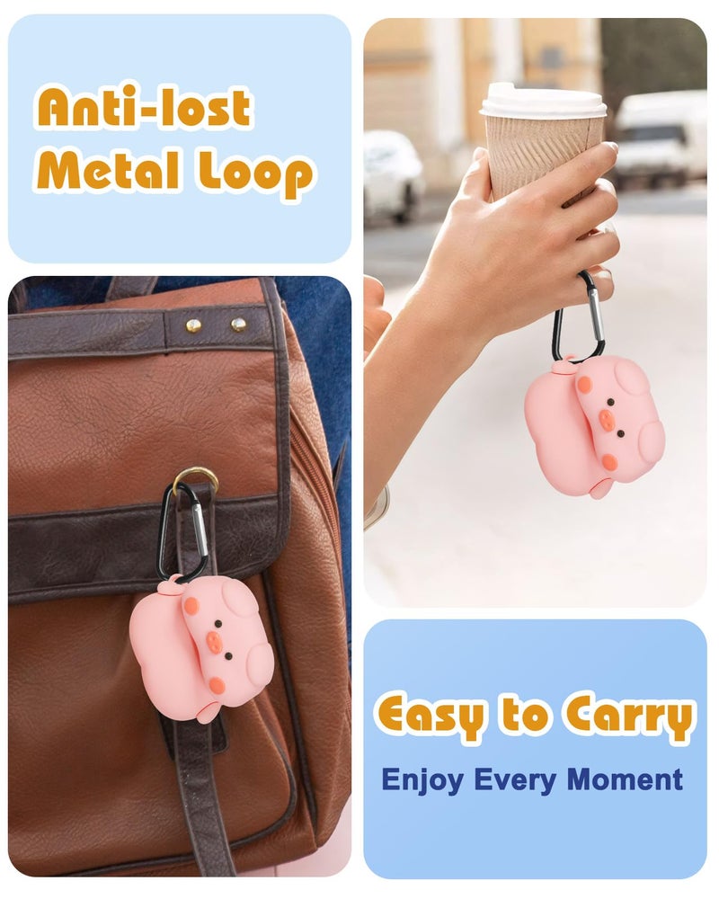 Joyleop for Airpods Pro 3 Case - Cute Funny for Women Girl Kids Girly 3D Kawaii Pig Cartoon Design Silicone Protective Case for Airpods Pro 3rd Gerneration 2025 Cover with Keychian - Image 3