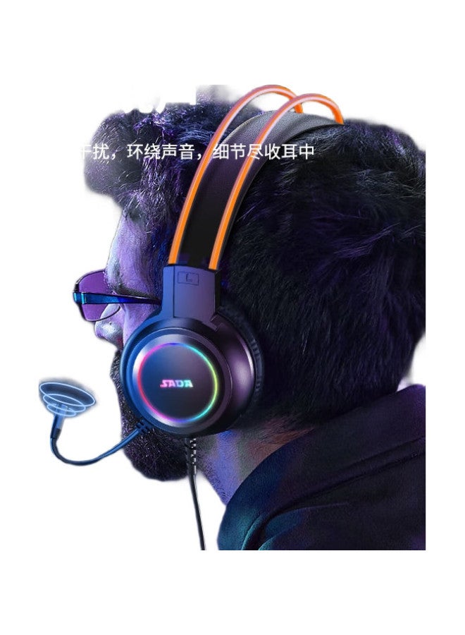 SADA سماعة ألعاب سادا H-08 مع ميكروفون، تصميم فوق الأذن، للرياضات الإلكترونية، المقاهي الإنترنت، الألعاب، تحديد الصوت، الموسيقى، الدروس عبر الإنترنت، وسماعات كمبيوتر سلكية 3.5 مم - Image 2