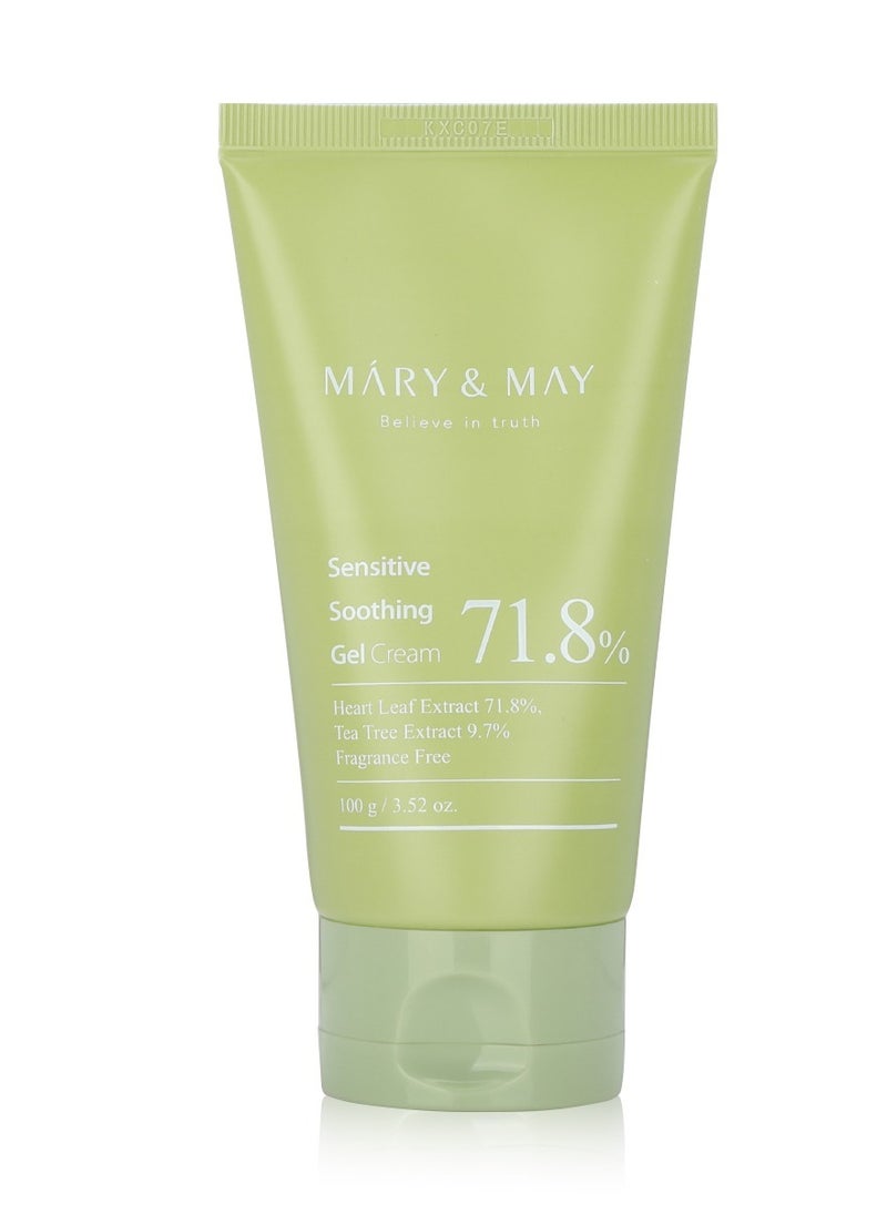 MARY & MAY - Mary&May Sensitive Soothing Gel Cream - Instant Cooling and Redness Relief, Pore-Tightening Face Cream with Tea Tree and Houttuynia Cordata Extracts - No Sticky, Refreshing Finish, 3.52oz. - Image 1