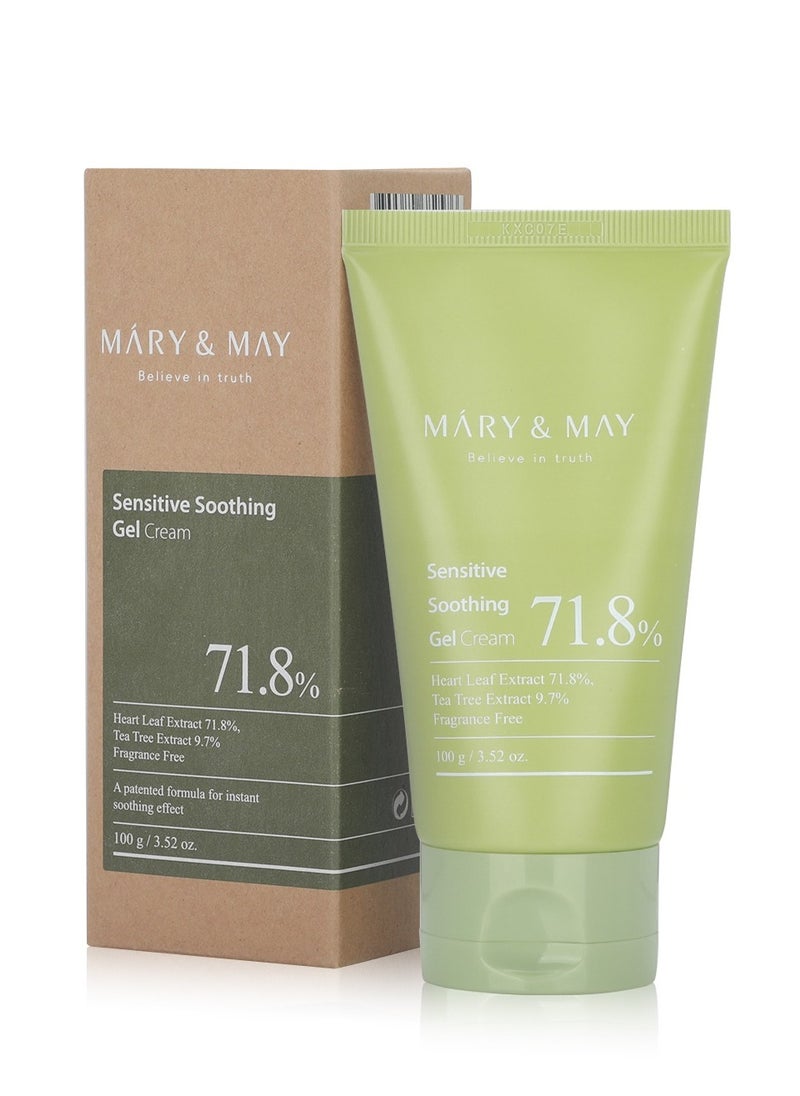 MARY & MAY - Mary&May Sensitive Soothing Gel Cream - Instant Cooling and Redness Relief, Pore-Tightening Face Cream with Tea Tree and Houttuynia Cordata Extracts - No Sticky, Refreshing Finish, 3.52oz. - Image 1