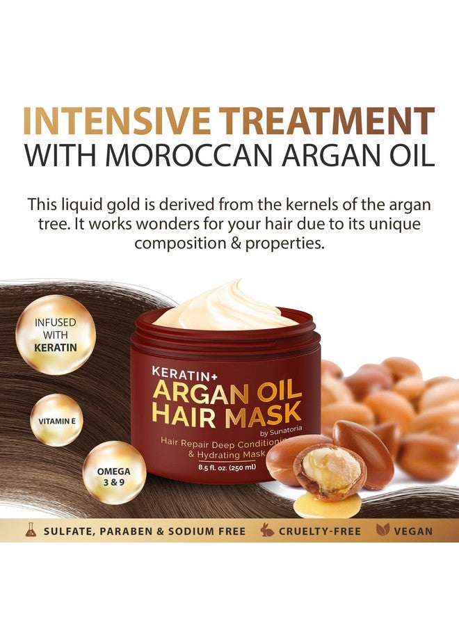 SUNATORIA New Argan Oil Hair Mask With Keratin Hair Conditioner For Dry, Damaged, Frizzy Hair & Split Ends Hair Treatment Serum For Hair Repair & Hydrating Hair Moisturizer - Image 3