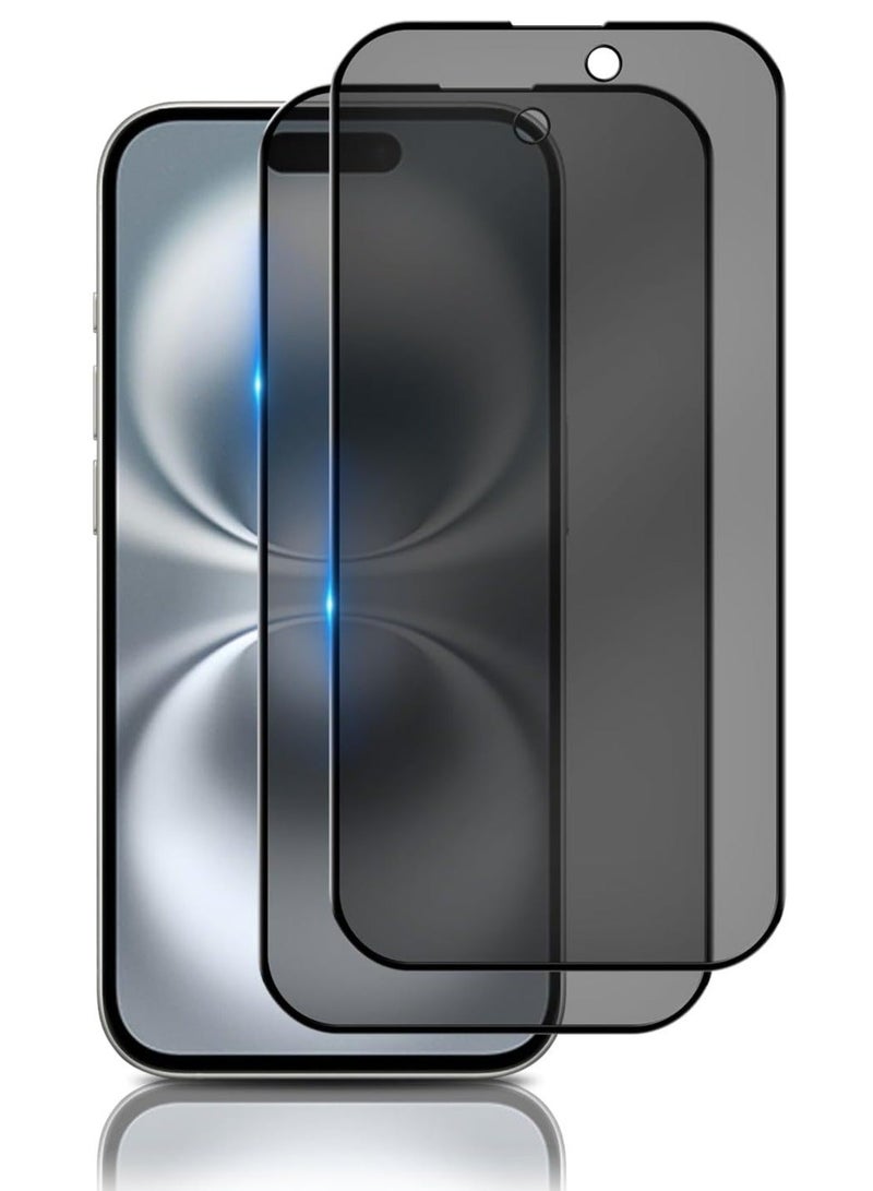 راكسوم عبوة من قطعتين من واقي شاشة زجاجي مقوى لحماية الخصوصية لهواتف آيفون 16 / آيفون 15 / آيفون 15 برو [مضاد للتجسس، مضاد للخدش، صلابة 9H] - 6.1 بوصة - Image 1