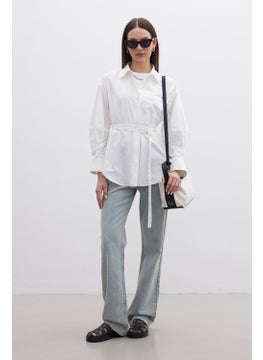 Manuka Belt Detailed Shirt Ecru  - Image 1