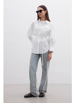 Manuka Belt Detailed Shirt Ecru  - Image 5